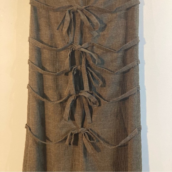 OBAKKI Sz 2 Wool Blend Lined Slight A  Line Straps Bows Zipper Closure Skirt - Picture 5 of 9